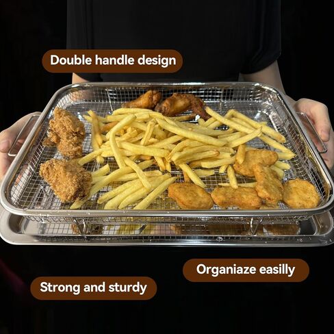 سلة مقلاة الهواء الفرن ودرج ، 15.5 "× 11.6" سلة مقلاة الهواء للفرن مع ورقة رقصة رقصة 30 قطعة ، صينية مقلاة من الفولاذ المقاوم للصدأ والمقالي للفرن ، الشظية in Kuwait
