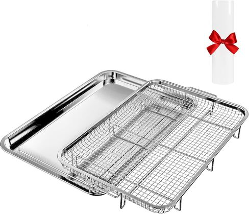 سلة مقلاة الهواء الفرن ودرج ، 15.5 "× 11.6" سلة مقلاة الهواء للفرن مع ورقة رقصة رقصة 30 قطعة ، صينية مقلاة من الفولاذ المقاوم للصدأ والمقالي للفرن ، الشظية in Kuwait