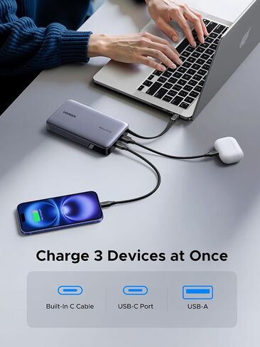 UGREEN Nexode Power Bank, 20000mAh 145W Laptop Portable Charger with Built-in USB-C Cable 72Wh Fast Charging Business Travel Battery Pack for MacBook Pro/Air/ipad/iPhone 17/Samsung S25/Dell/HP/Lenovo in Saudi Arabia