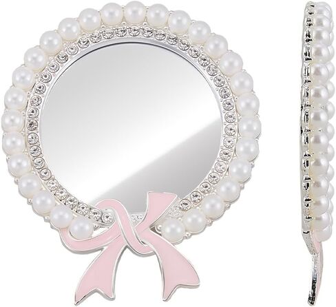 Sunnyclue 1 Box 2PCS Mirror Secal Phone Pocket Pocket Mirror Silver 6cm Case Makeup Case Rhinestons عصا القوس الوردي على ظهر سحر الهاتف مع شريط مزدوج للهاتف الذكي in Saudi Arabia