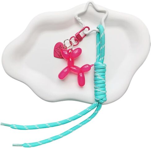 Balloon Balloon Dog Keychain Baracord Rope Bag Charm for Women ، y2k expensals backpack pass base bag bag charm in Kuwait