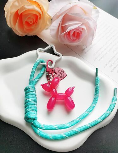 Balloon Balloon Dog Keychain Baracord Rope Bag Charm for Women ، y2k expensals backpack pass base bag bag charm in Kuwait