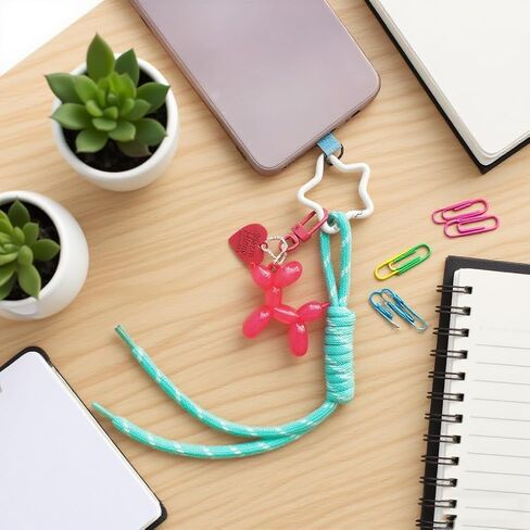 Balloon Balloon Dog Keychain Baracord Rope Bag Charm for Women ، y2k expensals backpack pass base bag bag charm in Kuwait