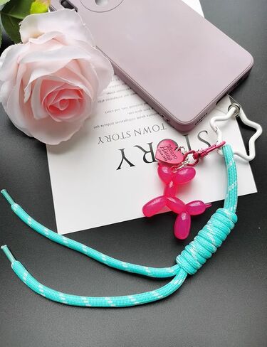 Balloon Balloon Dog Keychain Baracord Rope Bag Charm for Women ، y2k expensals backpack pass base bag bag charm in Kuwait