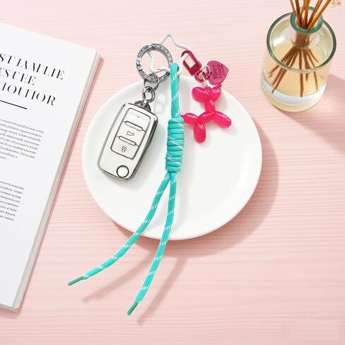 Balloon Balloon Dog Keychain Baracord Rope Bag Charm for Women ، y2k expensals backpack pass base bag bag charm in Kuwait
