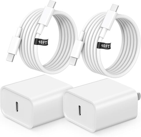 شاحن لشحن iPhone 17 16 Charger Fast Charging ، [UL Safety Certified] 20W USB C Blocks مع كابل من النوع C إلى C من النوع C إلى iPhone 16/16 Plus/16 Pro/16 Pro Max/iPhone 15/15 Pro/15 Pro Max ، 2 Pack in Saudi Arabia