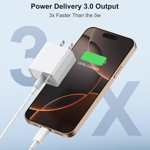 شاحن لشحن iPhone 17 16 Charger Fast Charging ، [UL Safety Certified] 20W USB C Blocks مع كابل من النوع C إلى C من النوع C إلى iPhone 16/16 Plus/16 Pro/16 Pro Max/iPhone 15/15 Pro/15 Pro Max ، 2 Pack in Saudi Arabia