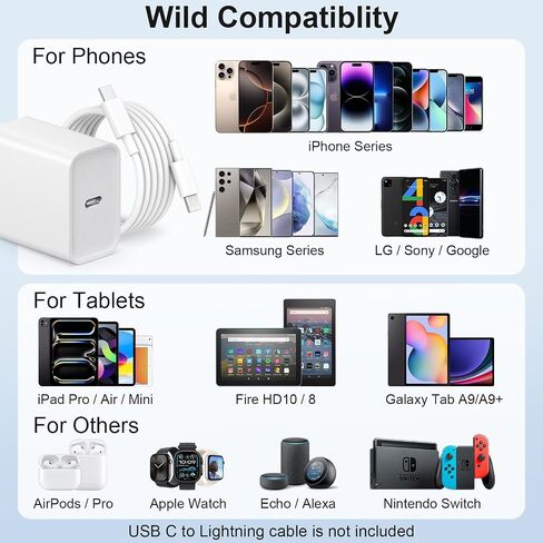 شاحن لشحن iPhone 17 16 Charger Fast Charging ، [UL Safety Certified] 20W USB C Blocks مع كابل من النوع C إلى C من النوع C إلى iPhone 16/16 Plus/16 Pro/16 Pro Max/iPhone 15/15 Pro/15 Pro Max ، 2 Pack in Saudi Arabia