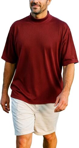 Akwa Men's Short Sleeve Dry Wicking Mock Turtleneck T-Shirt Shirt Made in USA in Kuwait