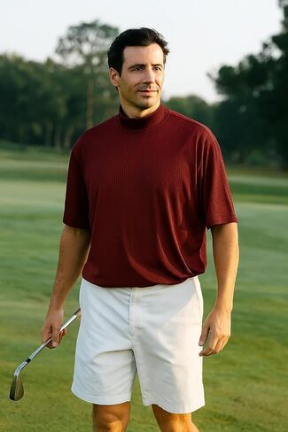 Akwa Men's Short Sleeve Dry Wicking Mock Turtleneck T-Shirt Shirt Made in USA in Kuwait