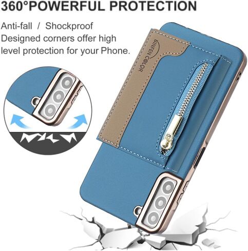 Asuwish Phone Case for Samsung Galaxy S21 Plus S21+ 5G Wallet Cell Cover Compatible with Magsafe RFID Tempered Screen Protector Credit Card Holder S21+5G S21plus 21S + S 21 21+ G5 Women Men Dark Blue in Saudi Arabia