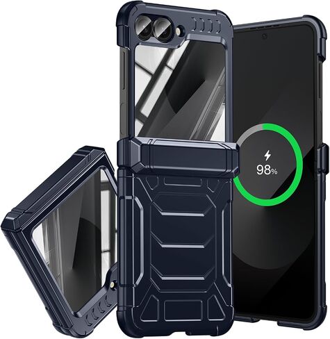 بالنسبة إلى Samsung Galaxy Z Flip 6 Case/Z Flip 7 Fe ： حماية مفصلية وعرة | العسكرية الصدمة مقاوم | واقي شاشة مدمج | الدفاع الكامل للجسم | تصميم قبضة غير انزلاق (أسود) in Kuwait