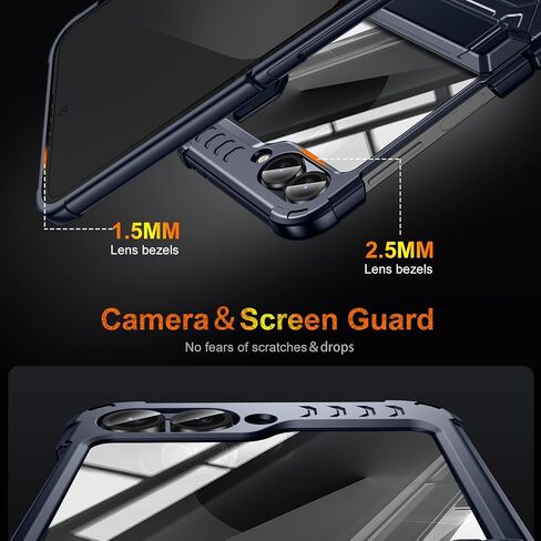 بالنسبة إلى Samsung Galaxy Z Flip 6 Case/Z Flip 7 Fe ： حماية مفصلية وعرة | العسكرية الصدمة مقاوم | واقي شاشة مدمج | الدفاع الكامل للجسم | تصميم قبضة غير انزلاق (أسود) in Kuwait