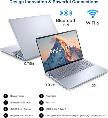 Dell أحدث جهاز كمبيوتر محمول من Dell Inspiron 16 مع شحن محمول ، Intel Core 7-150U (10 نوى) ، عرض 16.0 بوصة FHD+ IPS ، AI Copilot ، الإضاءة الخلفية ، قارئ بصمات الأصابع ، يفوز 11 Pro (64GB RAM | 2TB) in Saudi Arabia
