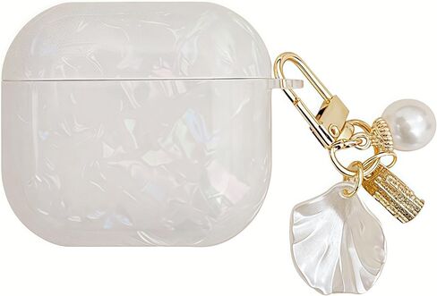 for Cute Glitter Airpod 4 Case - Bling Shell Pattern Design Soft TPU Protective Cover with Shell Pearl Keychain Compatible with Airpods 4th Generation 2024 Released, Colorful in Saudi Arabia