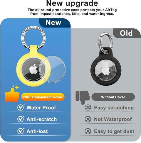 【4 حزمة】 لحامل Airtag مع سلسلة المفاتيح ، تغطية حلقة Airtags المقاومة للماء ، تتوافق مع إكسسوارات GPS Apple Air (Black+White+Blue+Red) in Saudi Arabia