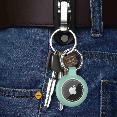 【4 حزمة】 لحامل Airtag مع سلسلة المفاتيح ، تغطية حلقة Airtags المقاومة للماء ، تتوافق مع إكسسوارات GPS Apple Air (Black+White+Blue+Red) in Saudi Arabia