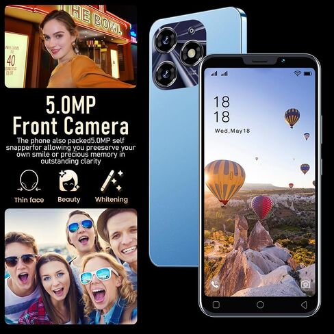 3G Mobile Phone, 5.0'' Screen, Android 9.0 OS,16GB ROM (SD to 128GB), Dual SIM Dual Cameras，Face ID Unlocked Cell Phones (Black) in Saudi Arabia
