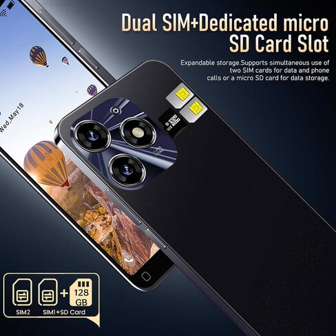 3G Mobile Phone, 5.0'' Screen, Android 9.0 OS,16GB ROM (SD to 128GB), Dual SIM Dual Cameras，Face ID Unlocked Cell Phones (Black) in Saudi Arabia