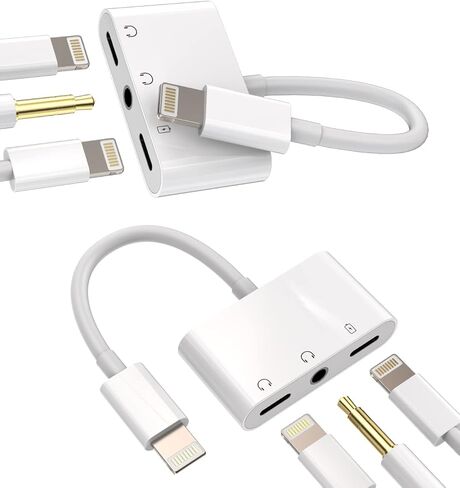 Lightning to 3.5 مم محول سماعة رأس (2pack) 3in1 لـ iPhone aux dongle Dongle for Apple MFI Certified 11 12 13 14 Pro Max 8 Plus XR for iPad Music Adaptad Cord Audio Charger Cable in Kuwait