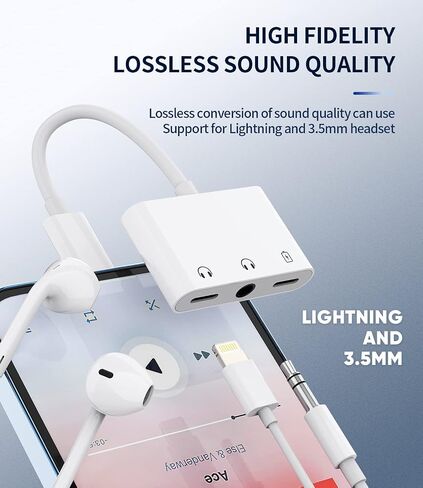 Lightning to 3.5 مم محول سماعة رأس (2pack) 3in1 لـ iPhone aux dongle Dongle for Apple MFI Certified 11 12 13 14 Pro Max 8 Plus XR for iPad Music Adaptad Cord Audio Charger Cable in Kuwait