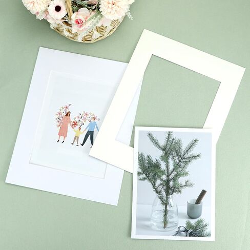 Qwork 11x14 MAT Bevel Cut for 8x10 Photos ، 25 pack pack phict frame mats ، bevel cut matte لعرض صورة فنية in Saudi Arabia
