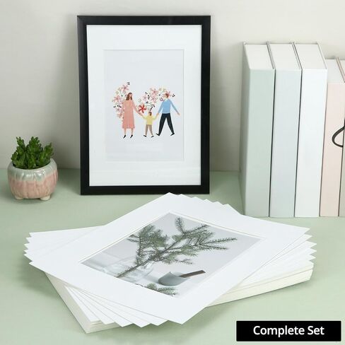 Qwork 11x14 MAT Bevel Cut for 8x10 Photos ، 25 pack pack phict frame mats ، bevel cut matte لعرض صورة فنية in Saudi Arabia