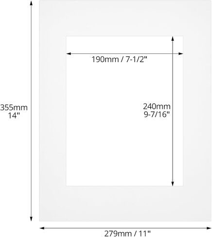 Qwork 11x14 MAT Bevel Cut for 8x10 Photos ، 25 pack pack phict frame mats ، bevel cut matte لعرض صورة فنية in Saudi Arabia