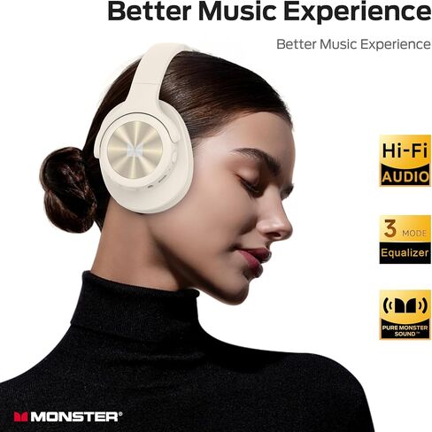 Monster Mission 200 Bluetooth Headphones, Wireless Headphones with 3 EQ Modes, Low Latency HiFi Stereo Foldable Lightweight Headset, 60H Playtime,Deep Bass for Home Office Cellphone PC Ect in Saudi Arabia