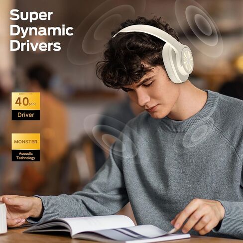 Monster Mission 200 Bluetooth Headphones, Wireless Headphones with 3 EQ Modes, Low Latency HiFi Stereo Foldable Lightweight Headset, 60H Playtime,Deep Bass for Home Office Cellphone PC Ect in Saudi Arabia