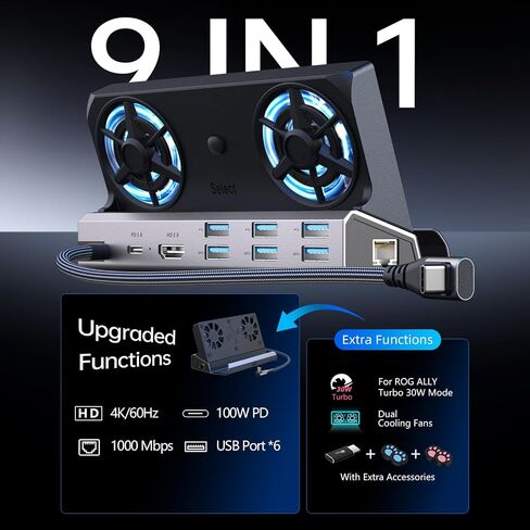 12-in-1 Dual-Fan Docking Station for Steam Deck/ROG Xbox Ally/Switch in Kuwait