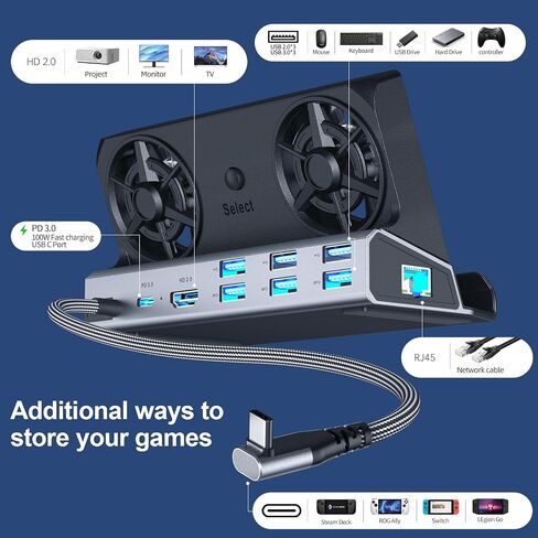 12-in-1 Dual-Fan Docking Station for Steam Deck/ROG Xbox Ally/Switch in Kuwait