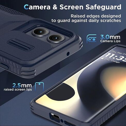 بالنسبة إلى Motorola Moto Edge 2024 Case مع حامي شاشة HD 1 وغطاء كاميرا الشريحة [الصف العسكري] قضية الهاتف الثقيلة الغطاء الوقائي المقاوم للصدمات الوعرة لـ Moto Edge 2024 (الأزرق) in Kuwait