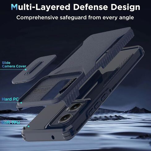 بالنسبة إلى Motorola Moto Edge 2024 Case مع حامي شاشة HD 1 وغطاء كاميرا الشريحة [الصف العسكري] قضية الهاتف الثقيلة الغطاء الوقائي المقاوم للصدمات الوعرة لـ Moto Edge 2024 (الأزرق) in Kuwait