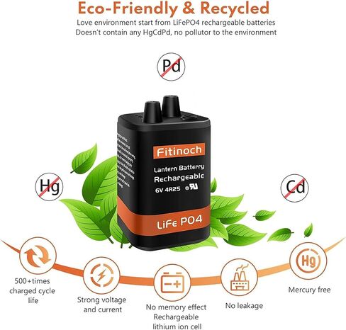 بطارية فانوس 6 فولت القابلة لإعادة الشحن مع شاحن ، بطاريات LifePo4 6V 1500 مع BMS (محطات برغي) ، استبدال بطارية 4R25 فانوس (حزمة واحدة) in Kuwait
