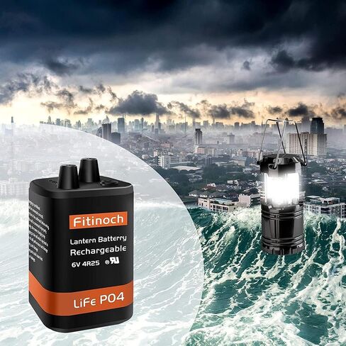 بطارية فانوس 6 فولت القابلة لإعادة الشحن مع شاحن ، بطاريات LifePo4 6V 1500 مع BMS (محطات برغي) ، استبدال بطارية 4R25 فانوس (حزمة واحدة) in Kuwait