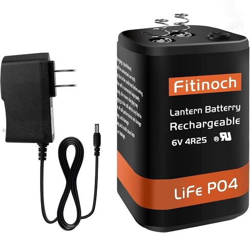 بطارية فانوس 6 فولت القابلة لإعادة الشحن مع شاحن ، بطاريات LifePo4 6V 1500 مع BMS (محطات برغي) ، استبدال بطارية 4R25 فانوس (حزمة واحدة) in Kuwait