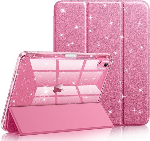 Akkerds لـ iPad A16 Case الجيل 11 11 بوصة 2025 - لجيل الجيل العاشر iPad 10.9 بوصة 2022 مع حامل القلم الرصاص - غطاء واقعي Slim Trifold مع جهاز كمبيوتر محفوظ بلوري - وردي in Kuwait