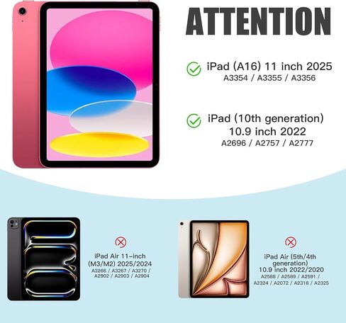 Akkerds لـ iPad A16 Case الجيل 11 11 بوصة 2025 - لجيل الجيل العاشر iPad 10.9 بوصة 2022 مع حامل القلم الرصاص - غطاء واقعي Slim Trifold مع جهاز كمبيوتر محفوظ بلوري - وردي in Kuwait