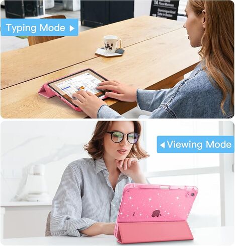 Akkerds لـ iPad A16 Case الجيل 11 11 بوصة 2025 - لجيل الجيل العاشر iPad 10.9 بوصة 2022 مع حامل القلم الرصاص - غطاء واقعي Slim Trifold مع جهاز كمبيوتر محفوظ بلوري - وردي in Kuwait