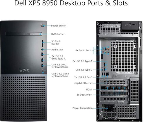Dell XPS 8950 كمبيوتر سطح المكتب-12th Gen Intel Core I7-12700 حتى 4.9 جيجاهرتز وحدة المعالجة المركزية ، RAM 16GB RAM ، 512GB NVME SSD ، GEFORCE RTX 3060TI 8GB GPU ، Killer Wi-Fi 6 ، DVD Burner ، Windows 11 Home ( in Saudi Arabia