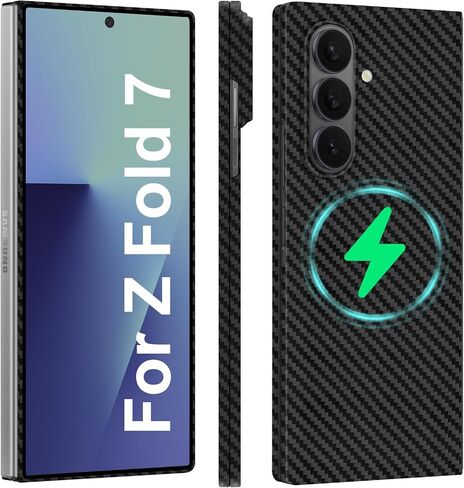 علبة ألياف كربون رفيعة ورقيقة متوافقة مع Samsung Galaxy Z Fold 7 ، 1500d ألياف الألياف Z lovatevived مع Magsafe ، Twill Black Black Matte [غير مطبوع] in Saudi Arabia