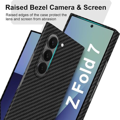 علبة ألياف كربون رفيعة ورقيقة متوافقة مع Samsung Galaxy Z Fold 7 ، 1500d ألياف الألياف Z lovatevived مع Magsafe ، Twill Black Black Matte [غير مطبوع] in Saudi Arabia