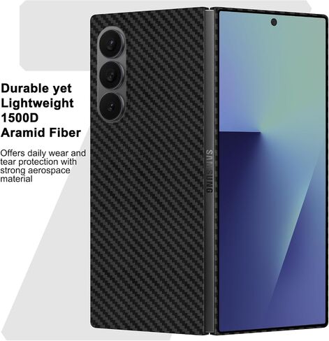 علبة ألياف كربون رفيعة ورقيقة متوافقة مع Samsung Galaxy Z Fold 7 ، 1500d ألياف الألياف Z lovatevived مع Magsafe ، Twill Black Black Matte [غير مطبوع] in Saudi Arabia