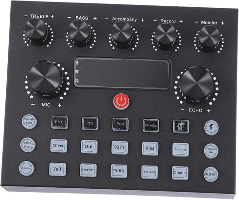 TOYANDONA Sound Card with LED Lights for Mobile Phone Computer Professional Voice Changer for Live Streaming Dual Microphone Support Easy to Use Electronic Tones for Djs in Saudi Arabia