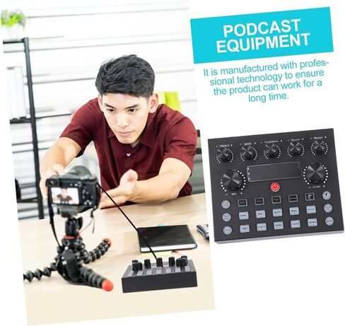TOYANDONA Sound Card with LED Lights for Mobile Phone Computer Professional Voice Changer for Live Streaming Dual Microphone Support Easy to Use Electronic Tones for Djs in Saudi Arabia