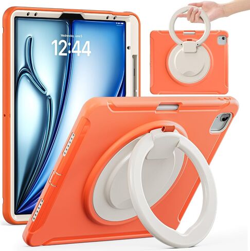 حالة السفر اللوحي متوافقة مع iPad Air 13 بوصة M3 (2025) والهواء 13 بوصة M2 (2024) ، علبة حماية هجينة مقاومة للصدمات مع مقبض الدوار والوقوف ، ملاءمة رفيعة نائمة للأطفال in Kuwait