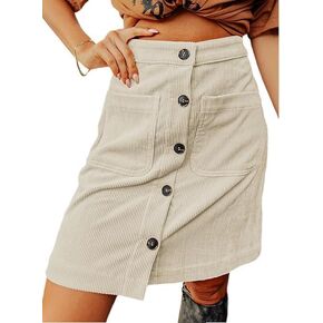 Happy Sailed Womens Corduroy Skirts Fall Winter High Waist Button Down A-line Short Mini Skirt with Pockets in Saudi Arabia
