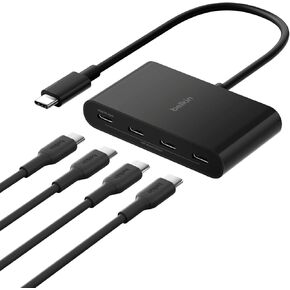 Belkin Connect USB-C™ to 4-Port USB-C Hub, Multiport Adapter Dongle with 4 USB-C 3.2 Gen2 Ports & 100W PD with Max 10Gbps High Speed Data Transfer for MacBook, iPad, Chromebook, PC, and More in Kuwait