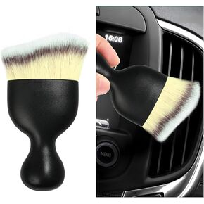 فرشاة غبار داخلية للسيارة من ديكنو، قطعتان، فرش ناعمة لتفصيل السيارات خالية من الخدوش، أداة تنظيف داخلية عالمية للسيارة للوحة قيادة السيارة، فتحات تهوية، جلد (بني وأسود) in Kuwait